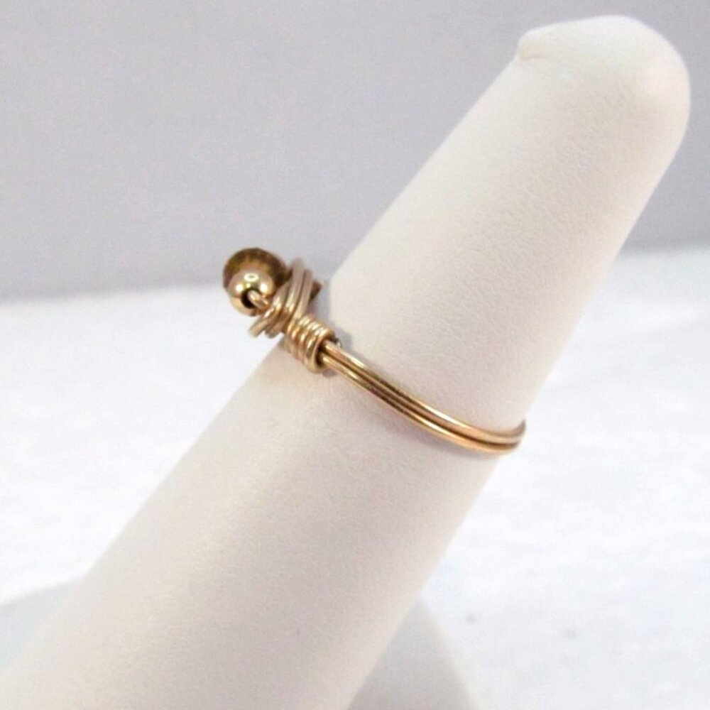 Handcrafted Gold Tone Wire Wrapped Ring With Face… - image 3